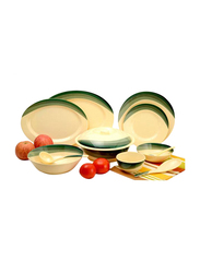 RoyalFord Ribble Designed 64-Pieces Melamine Ware Dinnerware Set, RF8103, Green/Beige