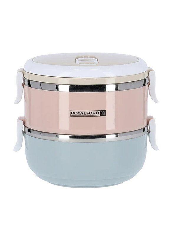 RoyalFord Two Layer Round Lunch Box, 1400ml, Multicolour