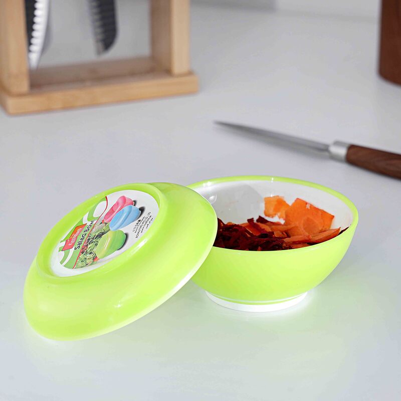 Royalford 320ml Plastic Salad Bowl with Lid, RF6965, Green