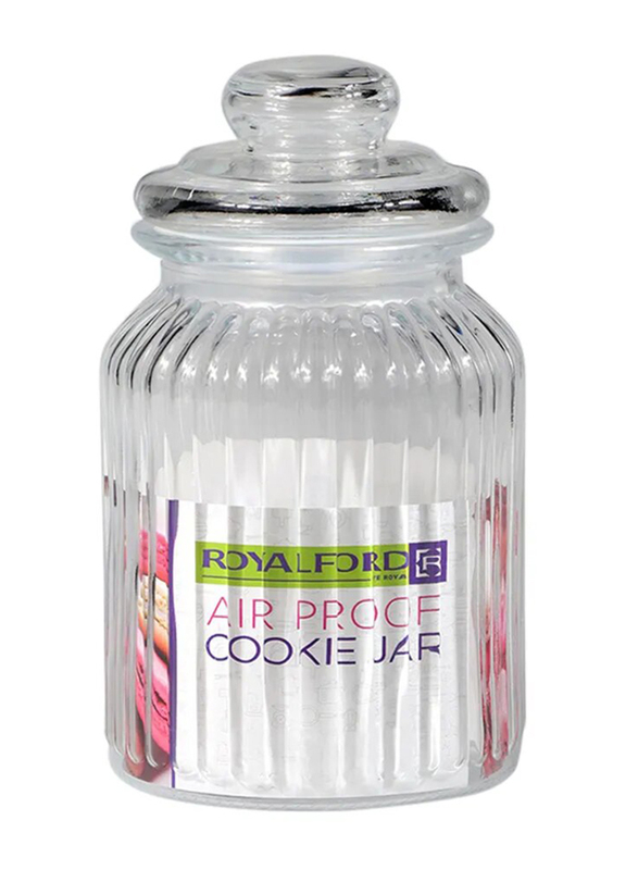 

RoyalFord Glass Airproof Cookie Jar, 650ml, Clear