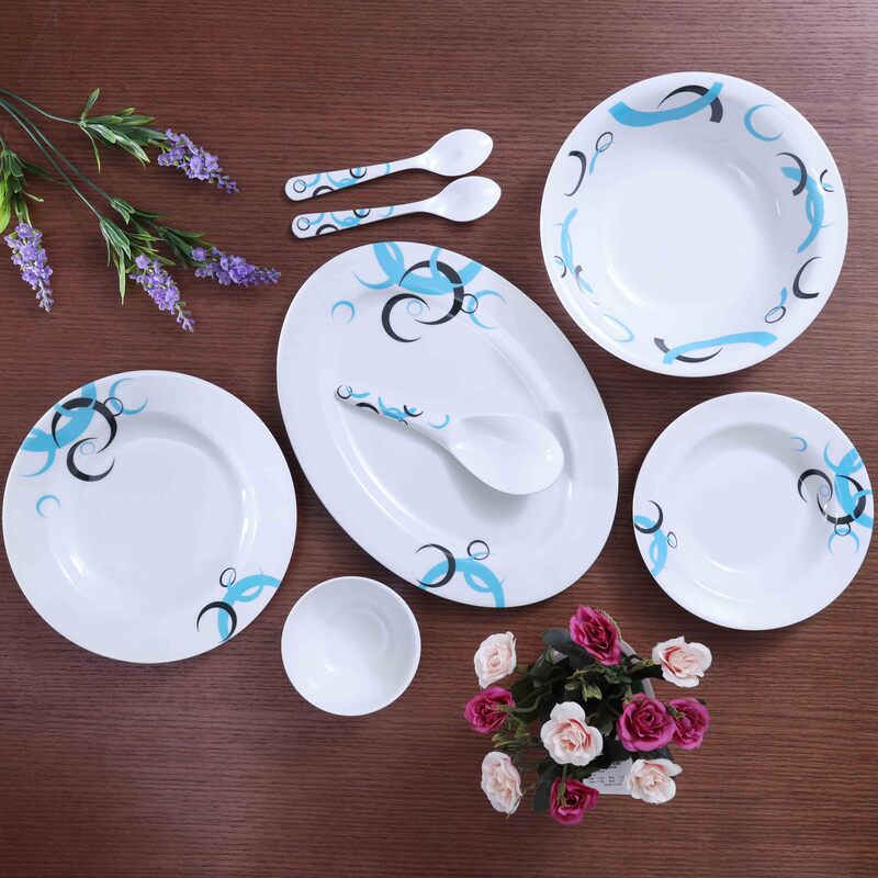 Royalford 27-Piece Melamine Ware Dinnerware Set, RF6722, White