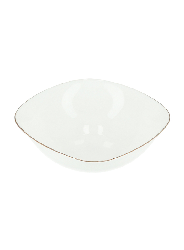 Royalford 6.5-inch Imperial Opal Square Serving/Soup Bowl, RF7876, Gold/White