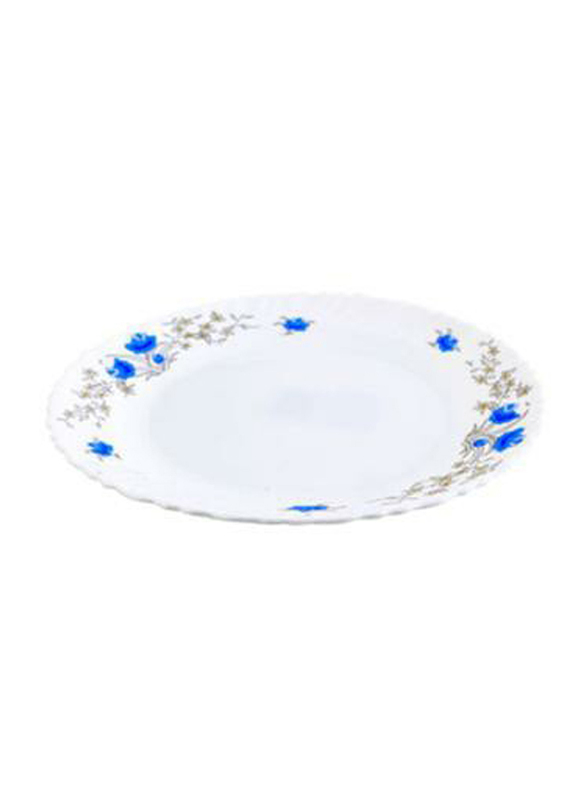 Royalford 9.5-inch Exquisite Floral Design Opal Ware Romantic Soup Plate, RF5680, White