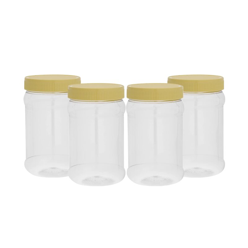 

Royalford Round Airtight Pet Jar, 4 Piece, 1000ml, RF11225, Yellow/Clear