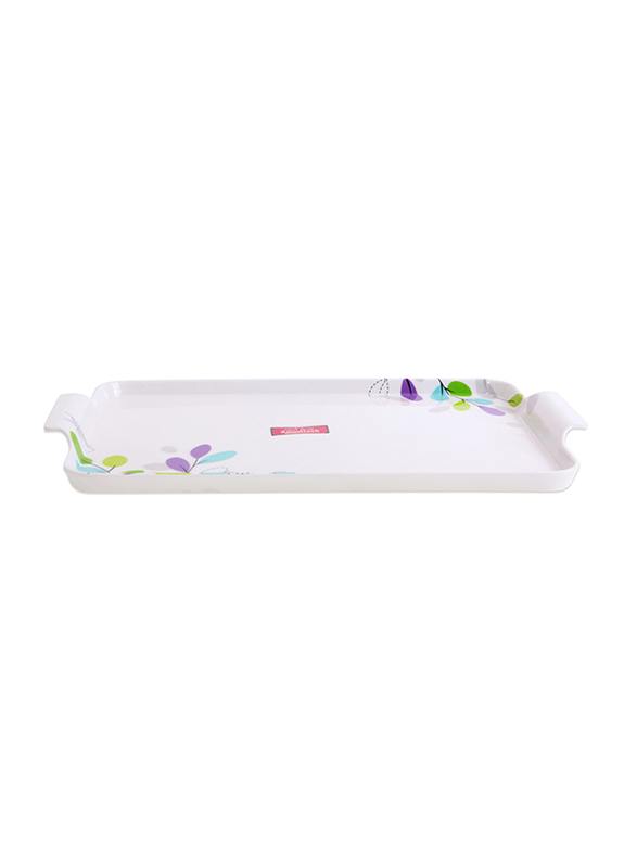 Royalford 49.5cm Melamine Ware Rectangular Tray, 49.5 x 32.7 x 1.8cm, RF7251, White