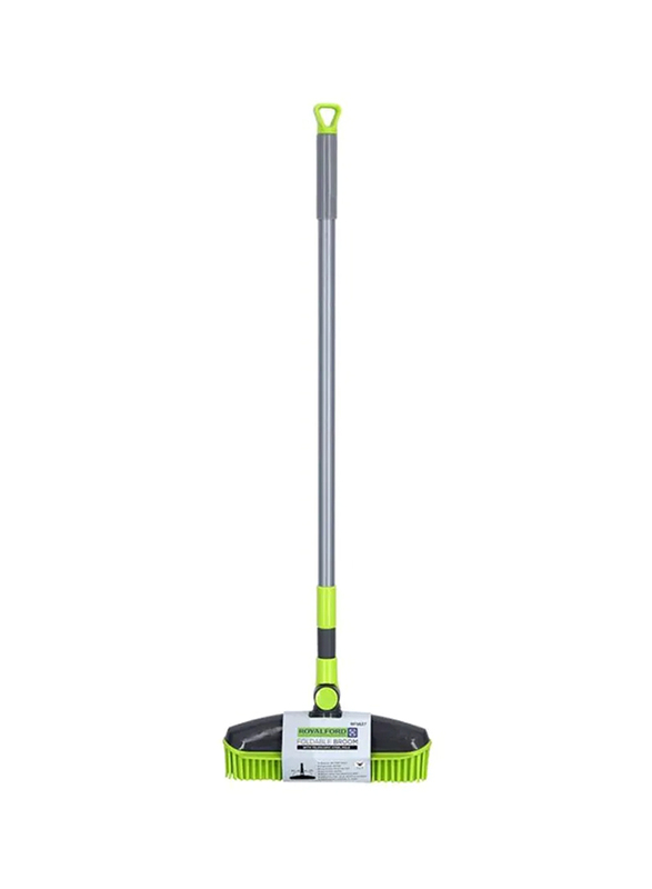 RoyalFord TPR Plastic Foldable Broom, Grey/Green