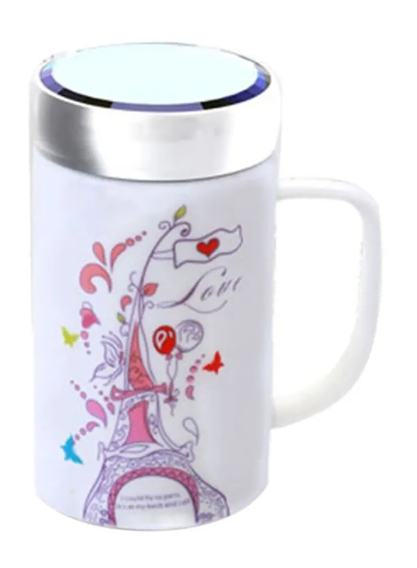 

RoyalFord 450ml Newbone Vinyl Travel Mug, White/Silver/Pink