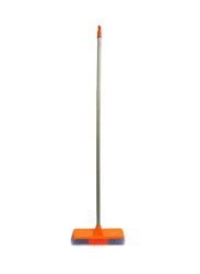 Delcasa PVC Coated Wooden Handle Broom, Grey/Orange/Silver