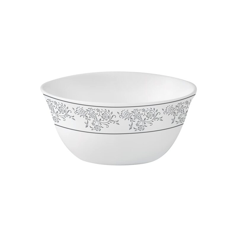 

Royalford 4-inch Opal Ware Round Velvett Collection Area Grey Salad Bowl, RF11749, White
