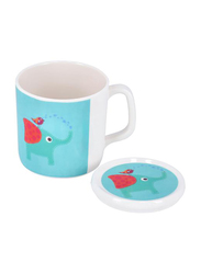 RoyalFord 330ml Melamine Handle Tea Cup with Lid, Blue/White
