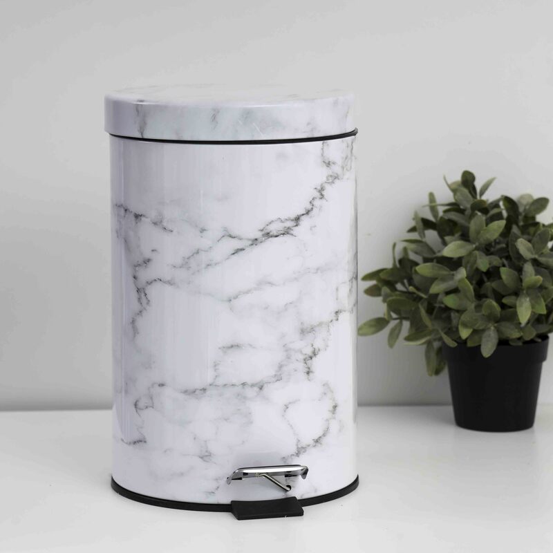 RoyalFord Marble Design Dust Bin, 5 Liters, White