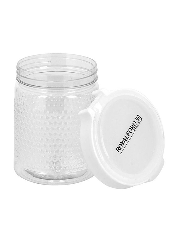 RoyalFord 1200ml Crystalia Round Canister, Clear/White