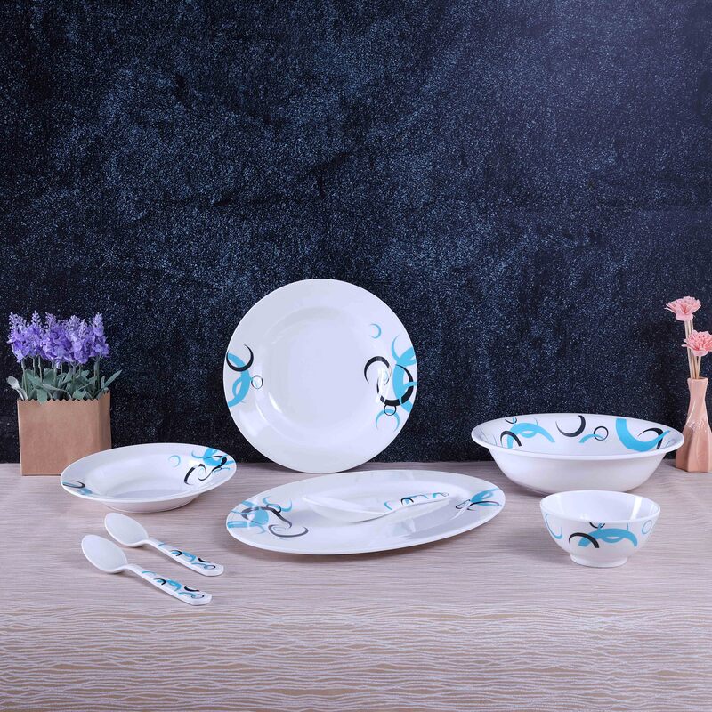 Royalford 27-Piece Melamine Ware Dinnerware Set, RF6722, White