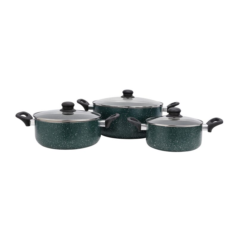 

Royalford 6-Piece Round Aluminium Granite Coated Cookware Set, RF10243, Multicolour