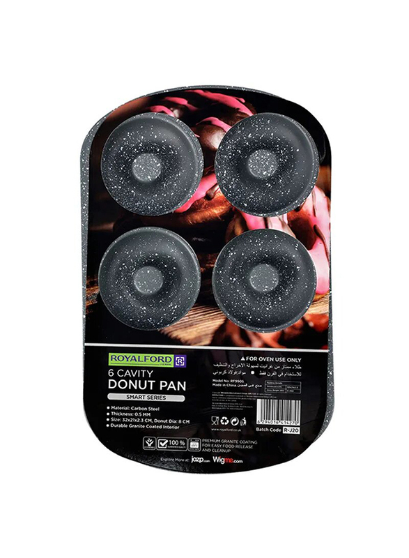 RoyalFord Smart 6 Cavity Donut Pan, Black