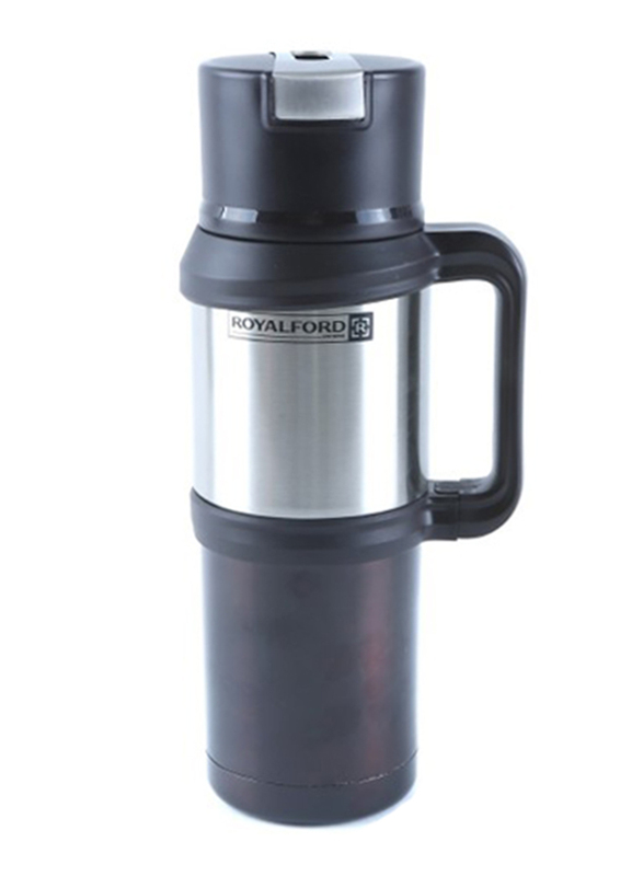 RoyalFord 1.2 Ltr Stainless Steel Double Wall Thermos Flask, RFU9039, Black