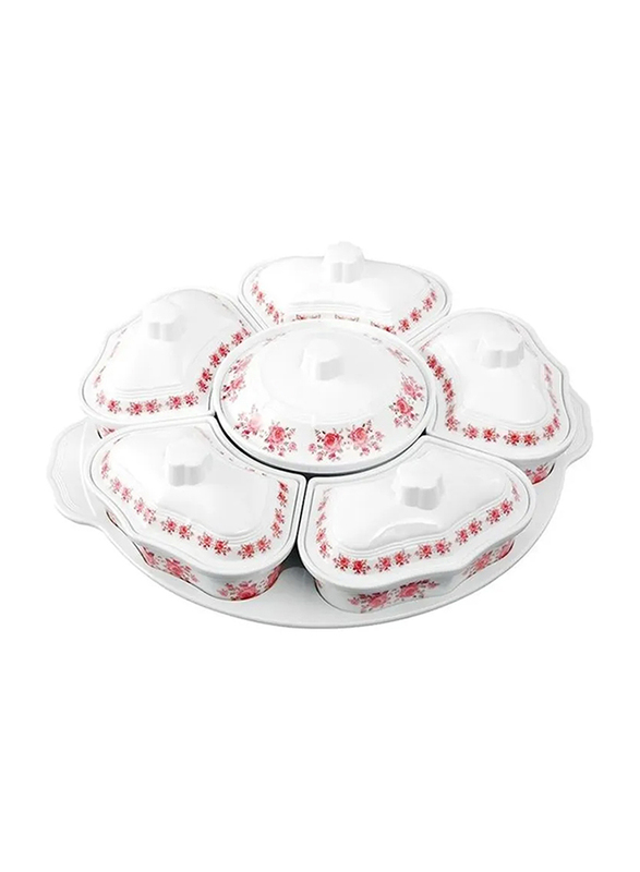 

RoyalFord 14-Piece Melamine Rotating Round Serving Tray, RF9994, White/Pink