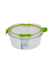 RoyalFord 2-Compartment BRS Round Food Container, 950ml, Clear/Green