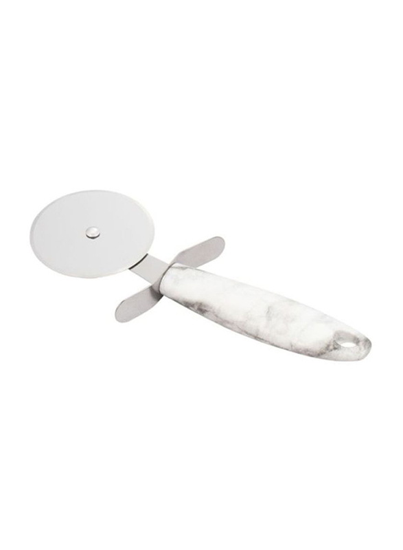 RoyalFord 8cm Marble Designed ABS/Stainless Steel Pizza Cutter, White/Grey
