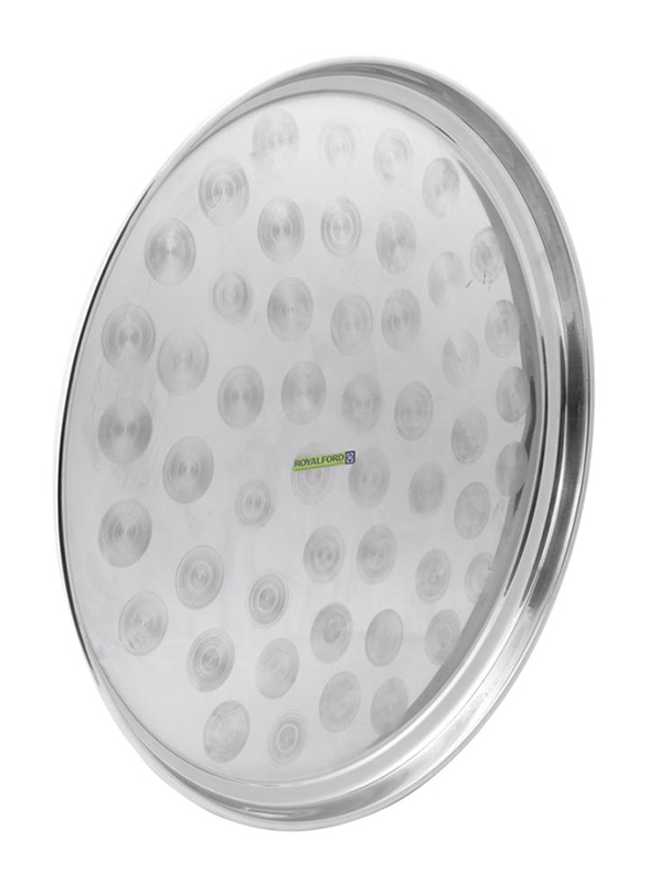Royalford 12.4cm Swirl Pattern Stainless Steel Serving Platter, RF7454, Silver