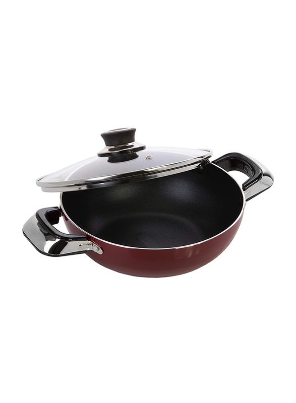 RoyalFord 22cm Stainless Steel Non-Stick Wok Pan with Lid, RF2947, Red