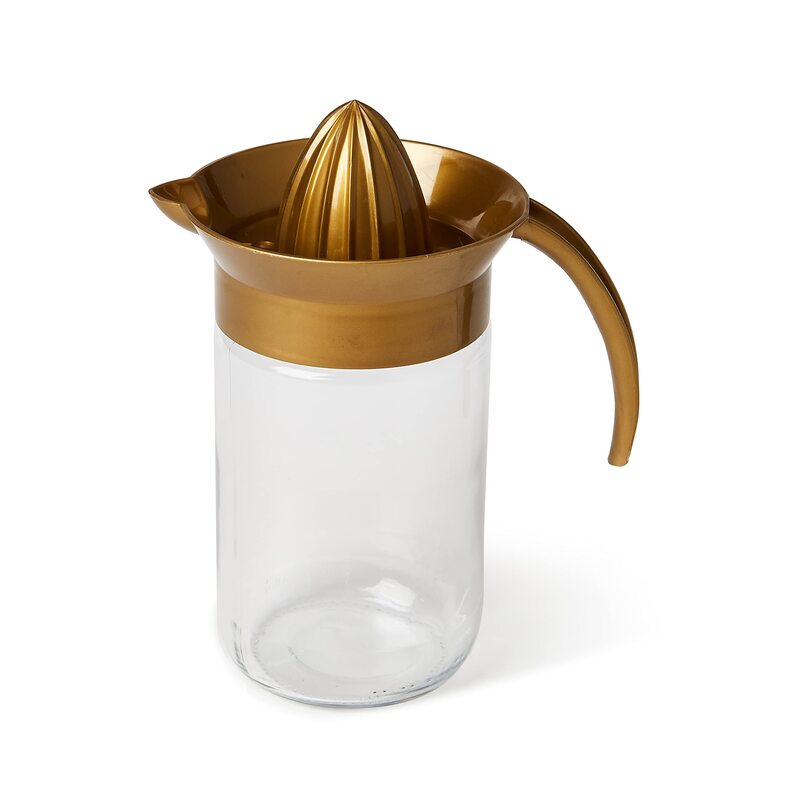

Royalford Transparent Glass Jar Portable Manual Juicer, 660ml, Clear/Gold