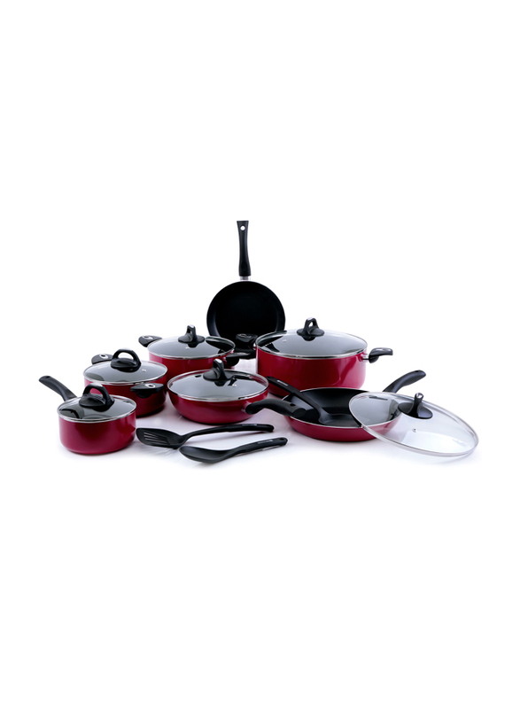 

Royalford 16-Piece Non-Stick Cookware Set, RF5857, Red