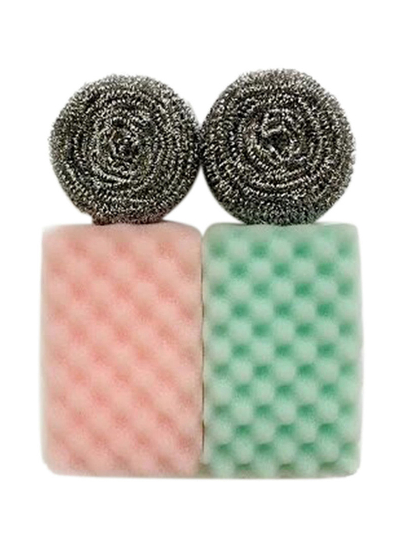 Delcasa Steel Wool and Cleaning Sponge Set, 4 Pieces