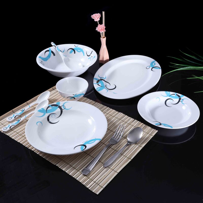 Royalford 27-Piece Melamine Ware Dinnerware Set, RF6722, White