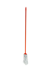 Delcasa Cotton Mop with Metal Stick, Orange/White