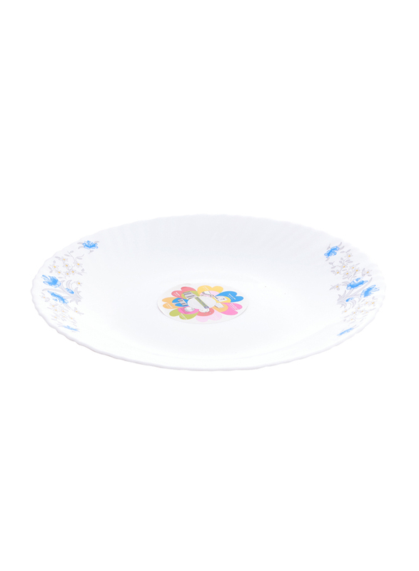 Royalford 10.5-inch Elegant Floral Design Opal Romantic Dinner Plate, RF5678, White