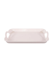 RoyalFord 17.5-inch Melamine Ware Handle Tray, RF5065, White Pearl