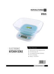 RoyalFord Electronic Kitchen Scale, RF9515, Clear/Blue/White