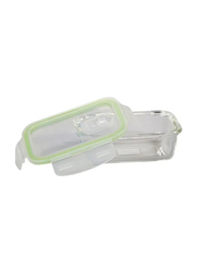 RoyalFord Rectangular Airtight Borosilicate Glass Container, 1 Liter, Clear/Green