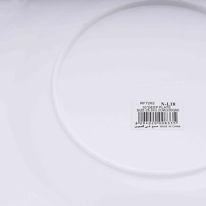 Royalford 10-inch Melamine Ware Deep Pasta Plate, RF7262, White