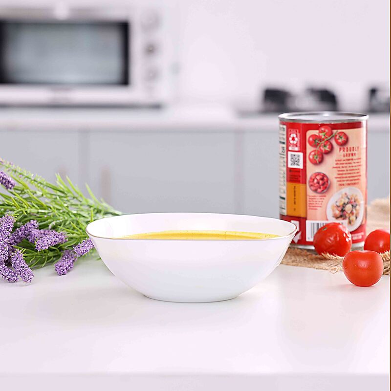 Royalford 6.5-inch Imperial Opal Square Serving/Soup Bowl, RF7876, Gold/White