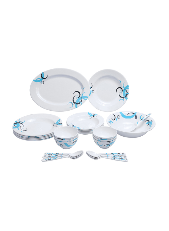 Royalford 27-Piece Melamine Ware Dinnerware Set, RF6722, White
