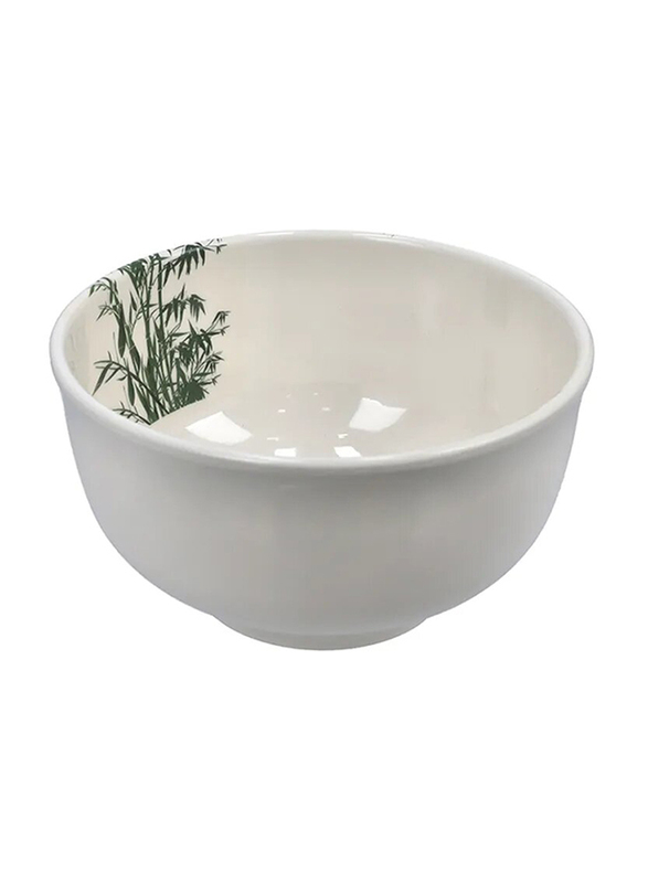 

RoyalFord 5-inch Bamboos Design Melamine Round Soup Bowl, White/Green
