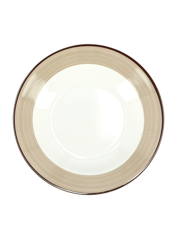 

Royalford 10-inch Melamine Ware Deep Serving Plate, RF6729, Brown/White