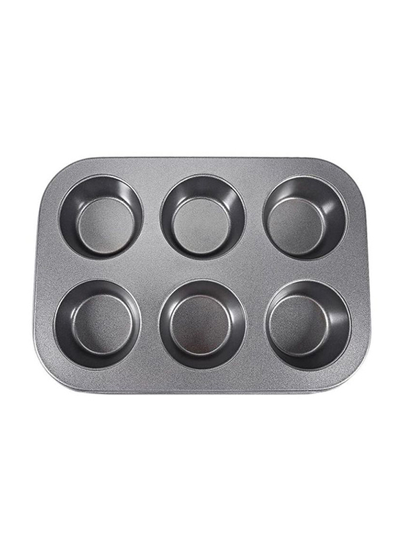 

RoyalFord 6 Cup Aluminium Rectangle Jumbo Muffin Pan, RF7043, 34x22x4.5cm, Black
