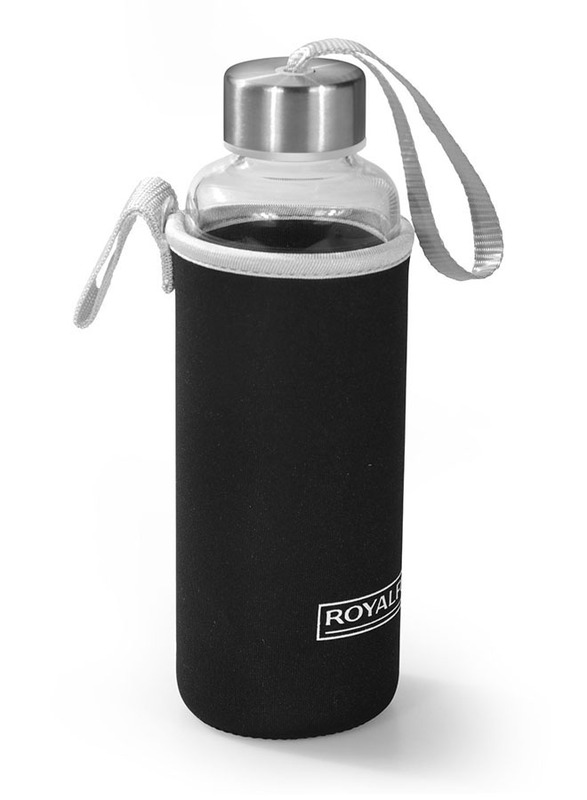 Royalford 800ml Glass Water Bottle with Neoprene Bag, RF9695, Clear