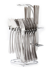 Royalford 24-Piece Compact Design Stainless Steel Cutlery Set, RF2086-CS24, Silver