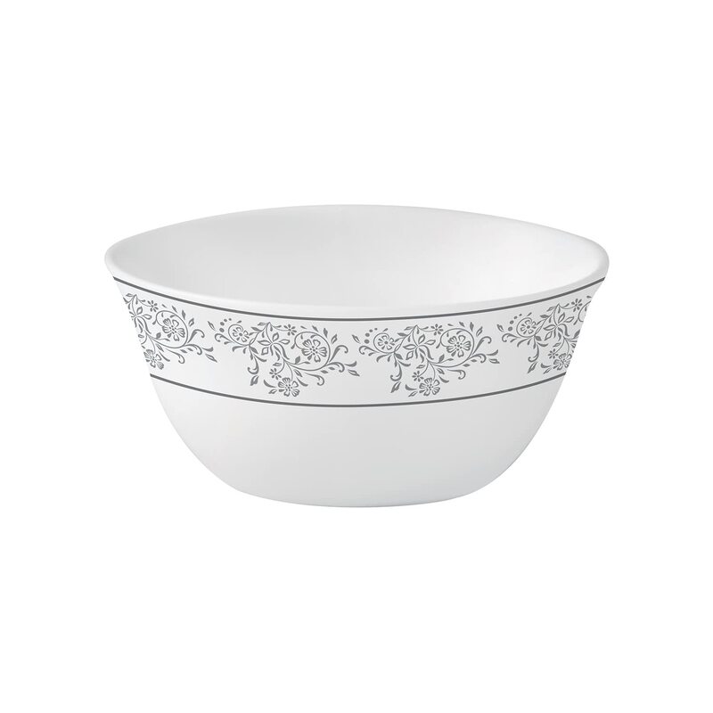 

Royalford 5-inch Opal Ware Round Velvett Collection Area Grey Soup Bowl, RF11750, White