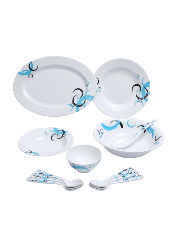 Royalford 27-Piece Melamine Ware Dinnerware Set, RF6722, White