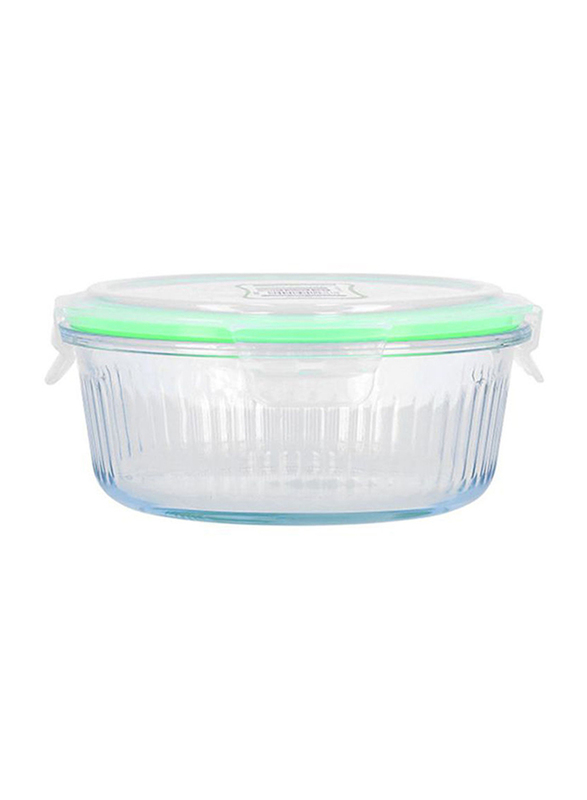 

RoyalFord BRS Round Glass Airtight Container, 0.4 Liters, Clear/Blue