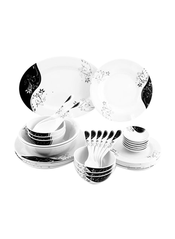 

RoyalFord 35-Pieces Melamine Dinnerware Set, RF6972, Black/White