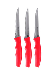 RoyalFord 3-Piece Steak Knife Set with Teeth Blade, RF9947RD, Red