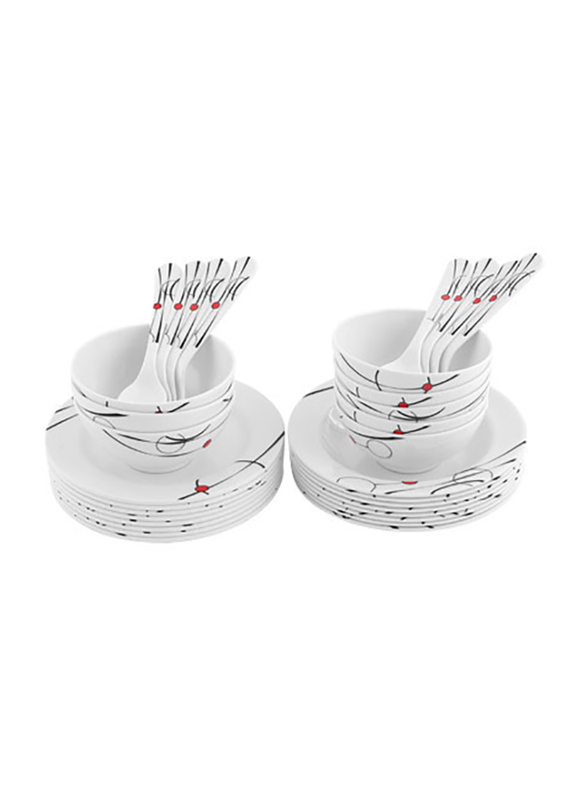 RoyalFord 45-Pieces Melamine Dinnerware Set, RF6718, White