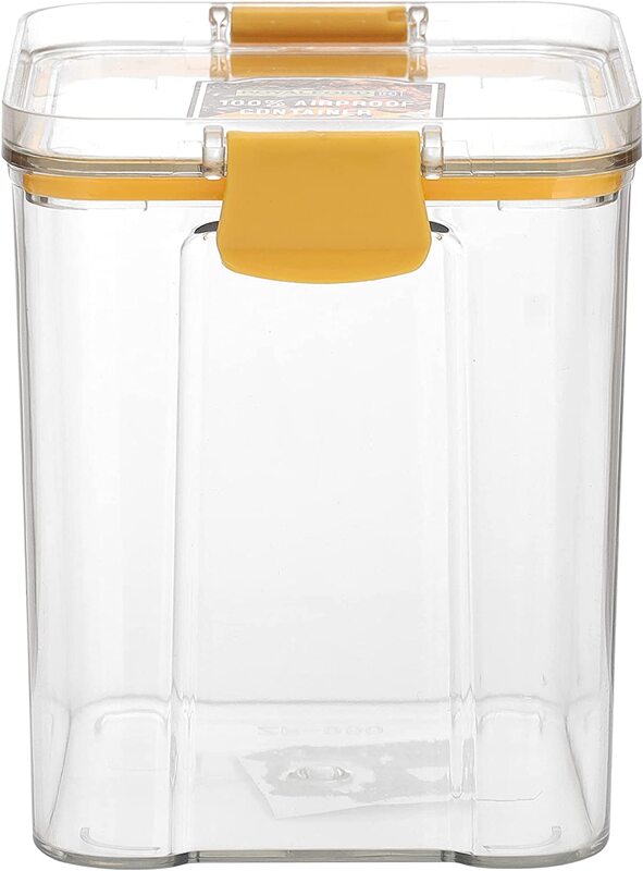 

Royalford Plastic Square Airtight Container with Lid, 700ml, RF11258, Yellow/Clear