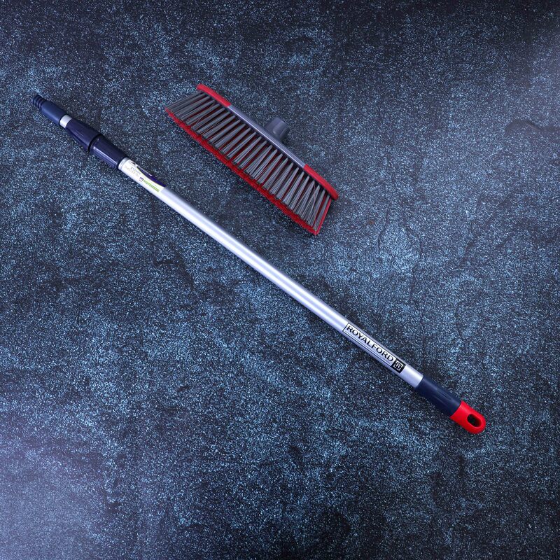 RoyalFord One Click Telescopic Broom with Head, Grey/Black/Red